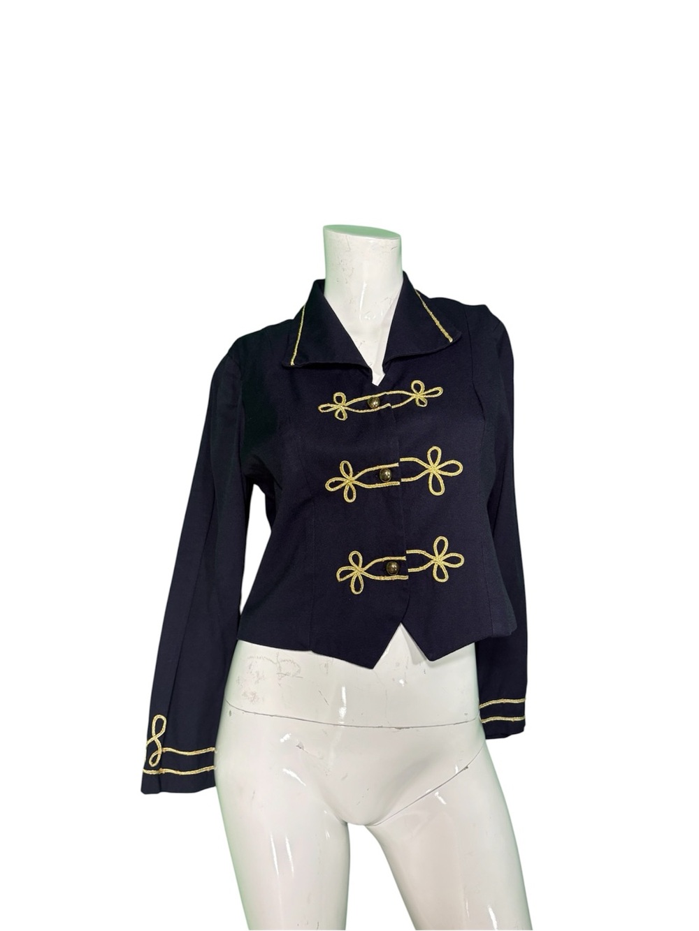 Vintage 90s J.S.J. Petites Military Style Cropped Jacket Size S/M